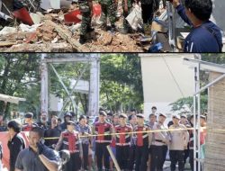 Gercep! TNI-POLRI Bantu Evakuasi Korban Hingga Bersihkan Puing Runtuhan Gedung Koni Manado Usai Diguncang Gempa 7,6 SR