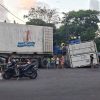 Polres Bitung Sigap Tanggani Lakalantas Kontainer Ikan Segar