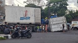 Polres Bitung Sigap Tanggani Lakalantas Kontainer Ikan Segar