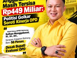 Triwulan IV, Anggaran Bolmong Masih Tersisa Rp449 Miliar: Politisi Golkar Soroti Kinerja OPD